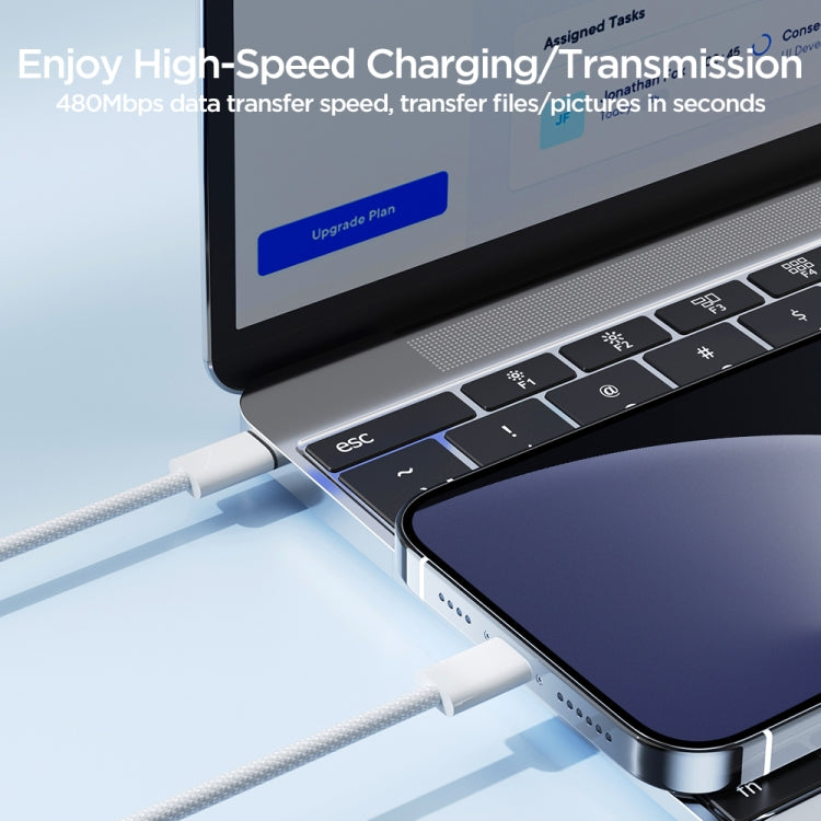 JOYROOM S-A45 30W USB-C / Type-C to 8 Pin Fast Charge Data Cable, Length: 1m(White)