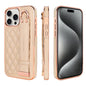 For iPhone 15 Pro VIETAO Rhombic Texture Wristband PU Phone Case(Pink)