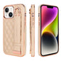 For iPhone 14 VIETAO Rhombic Texture Wristband PU Phone Case(Pink)
