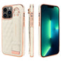 Pour iPhone 13 Pro Max Étui de Téléphone en PU avec Dragonne Texture Losange VIETAO (Blanc)