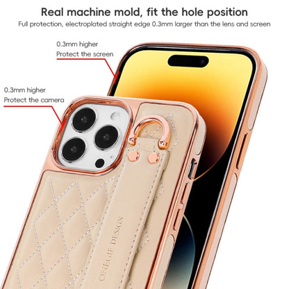 Pour iPhone 13 Pro Max Étui de Téléphone en PU avec Dragonne Texture Losange VIETAO (Blanc)