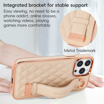 For iPhone 12 Pro Max VIETAO Rhombic Texture Wristband PU Phone Case(White)