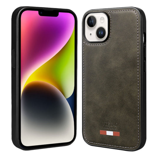 Pour iPhone 14 Plus Étui de téléphone en cuir PU uni VIETAO (Vert)