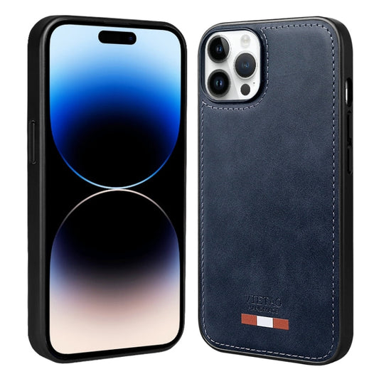 Pour iPhone 14 Pro Max VIETAO Étui de téléphone en cuir PU avec surpiqûres (Bleu)