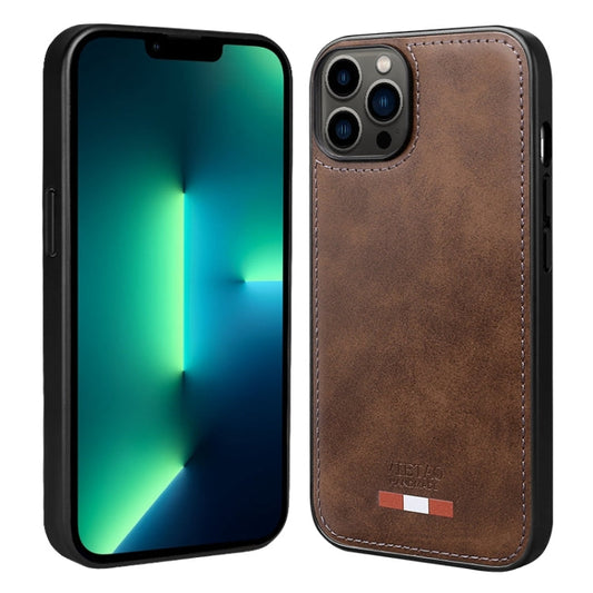 Pour iPhone 13 Pro Max Étui de téléphone en cuir PU à coutures unies VIETAO (marron)