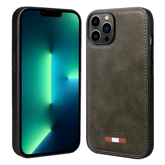 Pour iPhone 13 Pro Max VIETAO Housse de téléphone en PU avec coutures en cuir uni (vert)