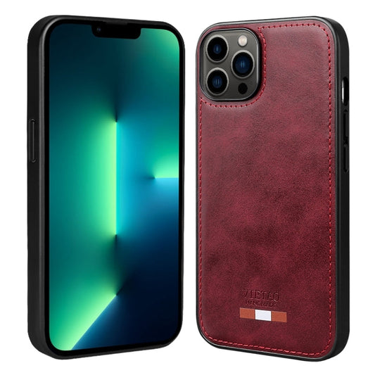 Pour iPhone 13 Pro Max Étui de téléphone en PU avec coutures en cuir uni VIETAO (Rouge)