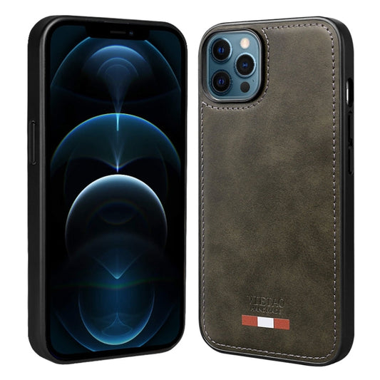Pour iPhone 12 Pro Max Étui de téléphone en cuir PU à coutures unies VIETAO (vert)