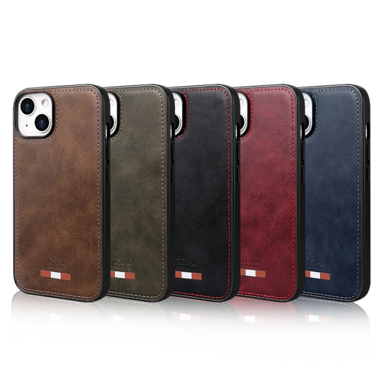 Pour iPhone 12 / 12 Pro Étui de Téléphone VIETAO en Cuir Uni avec Coutures en PU (Marron)
