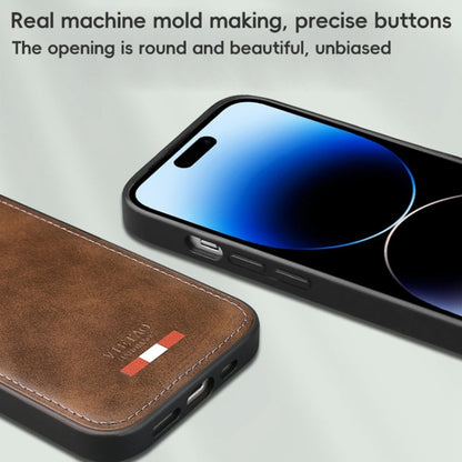 For iPhone 14 VIETAO Plain Leather Stitching PU Phone Case(Blue)