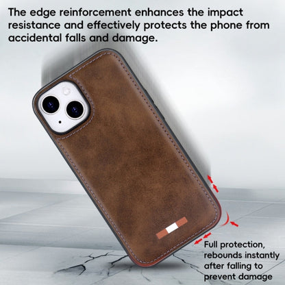 For iPhone 14 Pro VIETAO Plain Leather Stitching PU Phone Case(Brown)