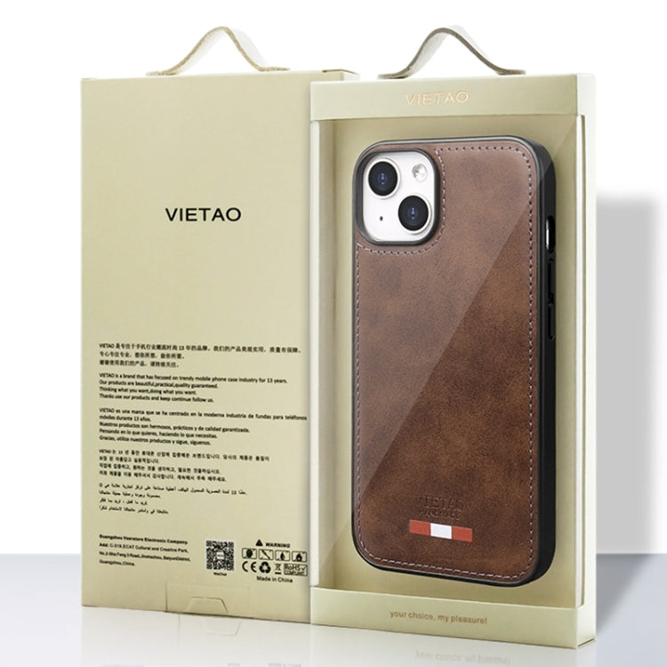 Pour iPhone 12 / 12 Pro Étui de Téléphone VIETAO en Cuir Uni avec Coutures en PU (Marron)