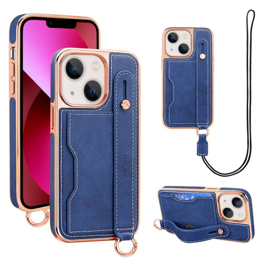 Pour iPhone 13, étui de téléphone VIETAO avec fente pour carte et dragonne (bleu)