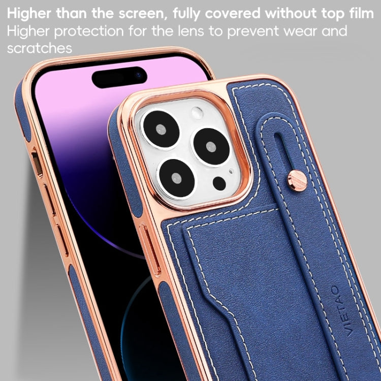 Pour iPhone 16 Plus Étui de Téléphone VIETAO avec Fente pour Carte et Dragonne (Bleu)