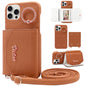 Pour iPhone 15 Pro, étui de téléphone VIETAO avec porte-cartes et lanière (marron)