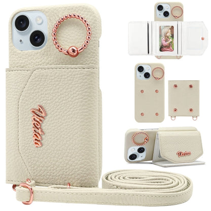 Pour iPhone 14, étui de téléphone VIETAO avec porte-cartes et lanière (blanc)