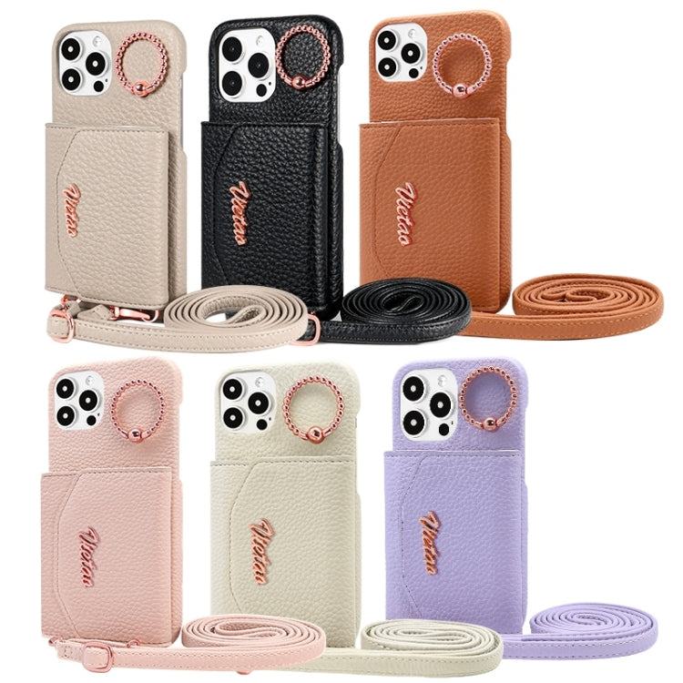 Pour iPhone 14 Pro Max VIETAO Housse de téléphone avec porte-cartes et lanière (noir)