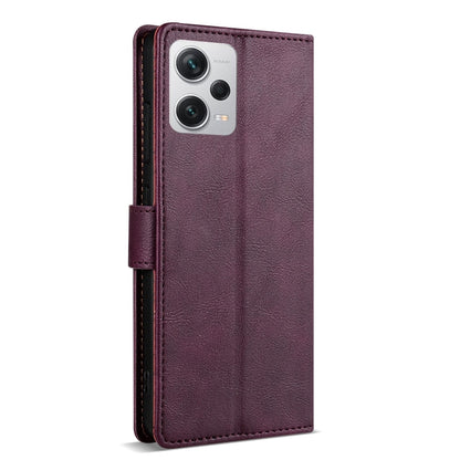 Pour Redmi Note 12 5G Global N.BEKUS CSJ-P1 Coque de téléphone en cuir de couleur unie (rouge vin)
