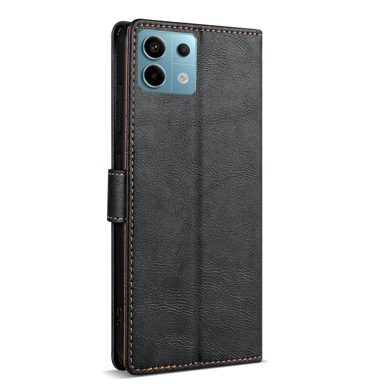 Pour Redmi Note 13 5G Global N.BEKUS CSJ-P1 Coque de téléphone en cuir de couleur unie (noir)