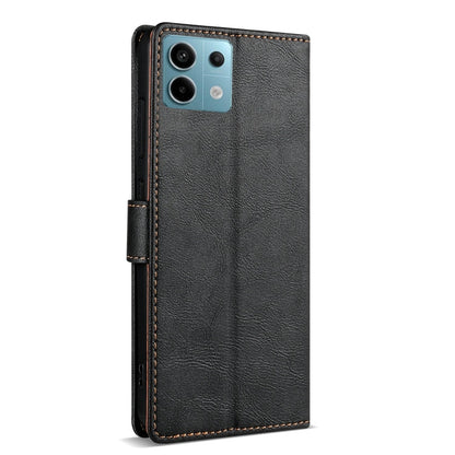Pour Redmi Note 13 5G Global N.BEKUS CSJ-P1 Coque de téléphone en cuir de couleur unie (noir)
