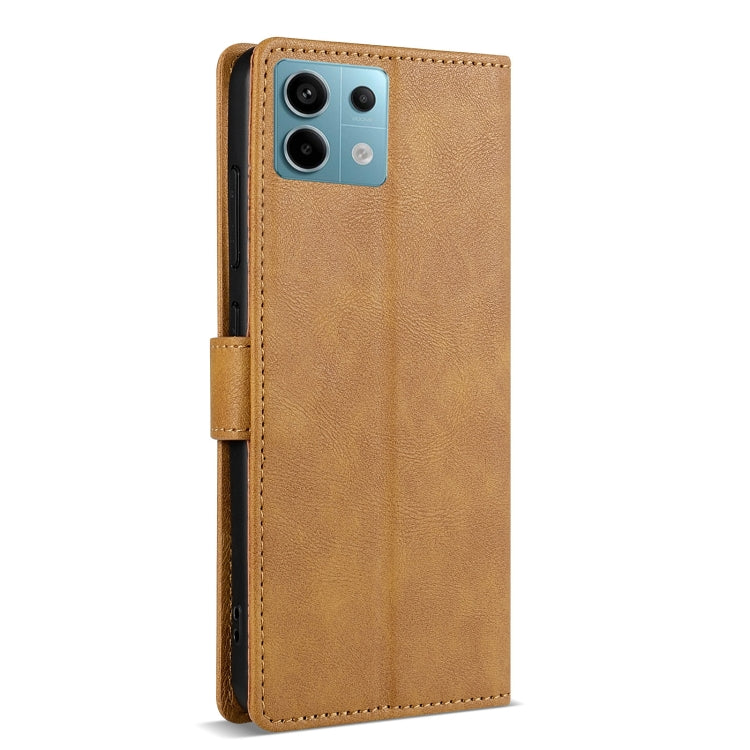 Pour Coque de téléphone en cuir de couleur unie N.BEKUS CSJ-P1 pour Redmi Note 13 Pro 4G (Marron)