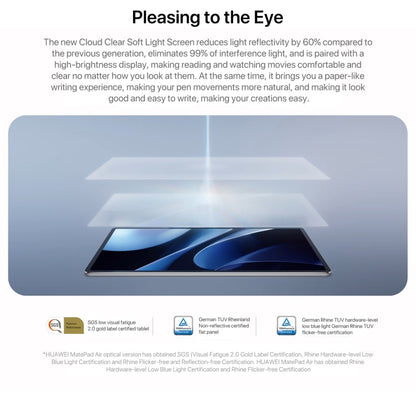 HUAWEI MatePad Air 12 inch WiFi Tablet PC, 12GB+256GB, HarmonyOS 4.2 Hisilicon Kirin 9000W, Not Support Google Play(Grey)