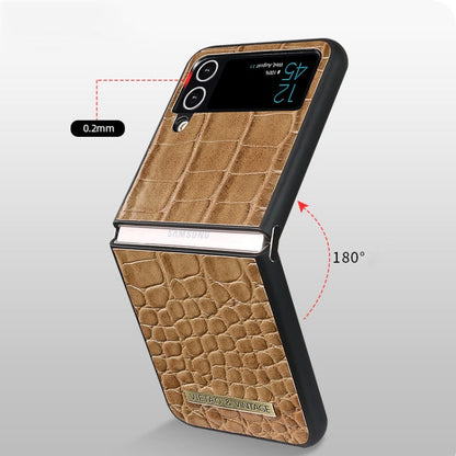 For Samsung Galaxy Z Flip4 VIETAO Crocodile Texture PU Leather Phone Case(Black)