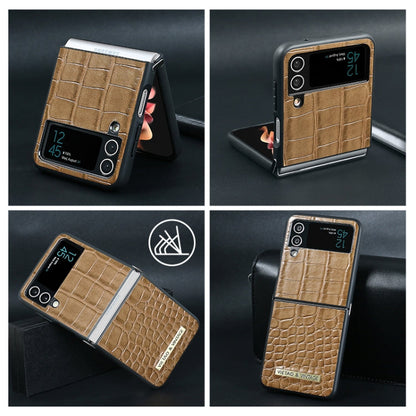 For Samsung Galaxy Z Flip3 5G VIETAO Crocodile Texture PU Leather Phone Case(Black)