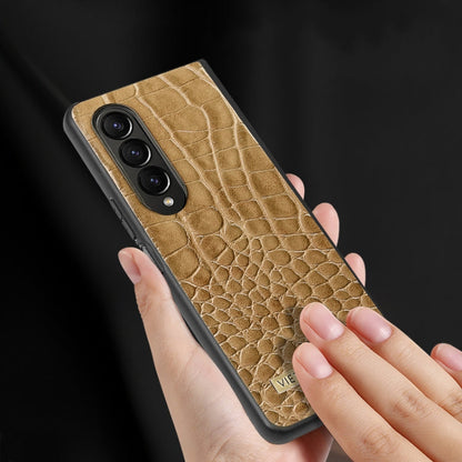For Samsung Galaxy Z Fold4 VIETAO Crocodile Texture PU Leather Phone Case(Brown)