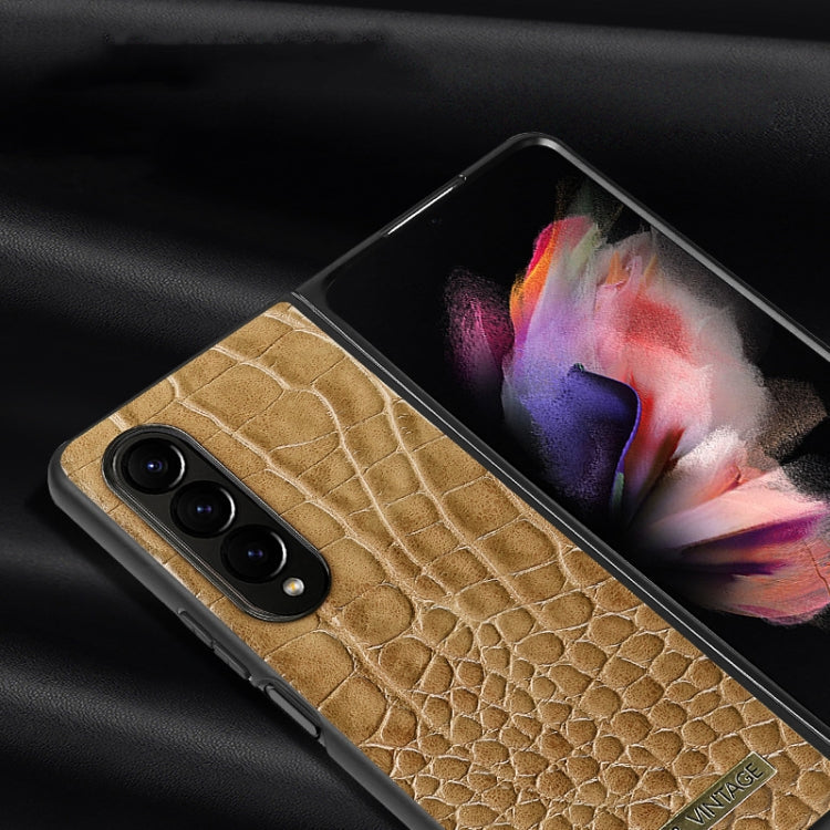 For Samsung Galaxy Z Fold3 5G VIETAO Crocodile Texture PU Leather Phone Case(Red)