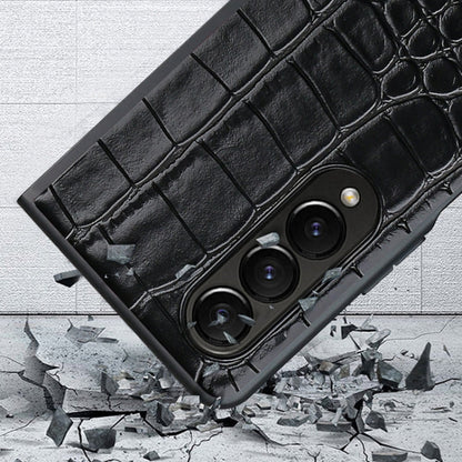 For Samsung Galaxy Z Fold3 5G VIETAO Crocodile Texture PU Leather Phone Case(Red)