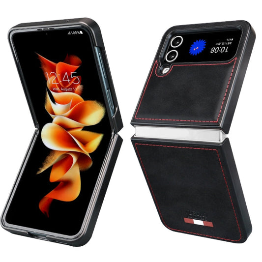 For Samsung Galaxy Z Flip4 VIETAO Plain Leather PU Phone Case(Black)