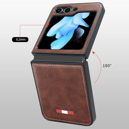 For Samsung Galaxy Z Flip5 VIETAO Plain Leather PU Phone Case(Black)
