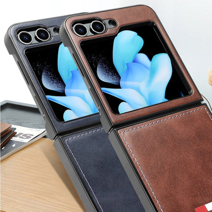 For Samsung Galaxy Z Flip5 VIETAO Plain Leather PU Phone Case(Blue)