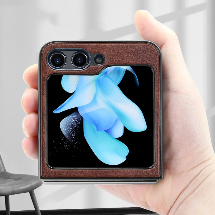 For Samsung Galaxy Z Flip5 VIETAO Plain Leather PU Phone Case(Blue)
