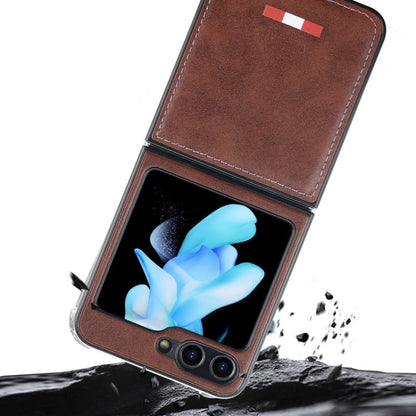 For Samsung Galaxy Z Flip5 VIETAO Plain Leather PU Phone Case(Blue)