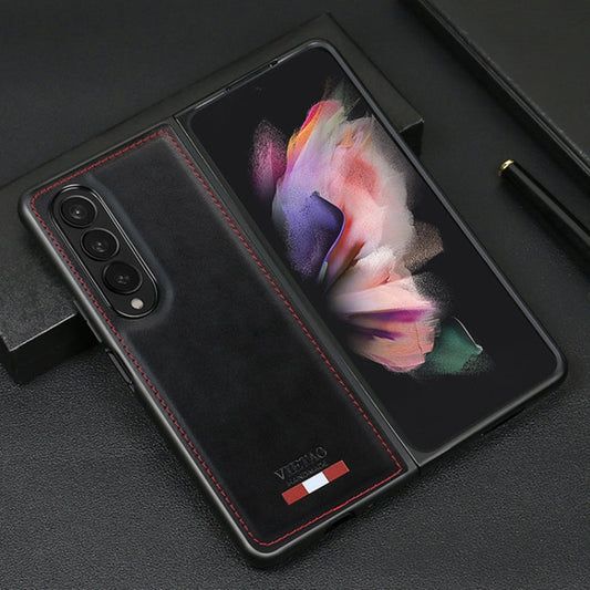 Pour Samsung Galaxy Z Fold4 Étui de téléphone en cuir PU uni VIETAO (noir)