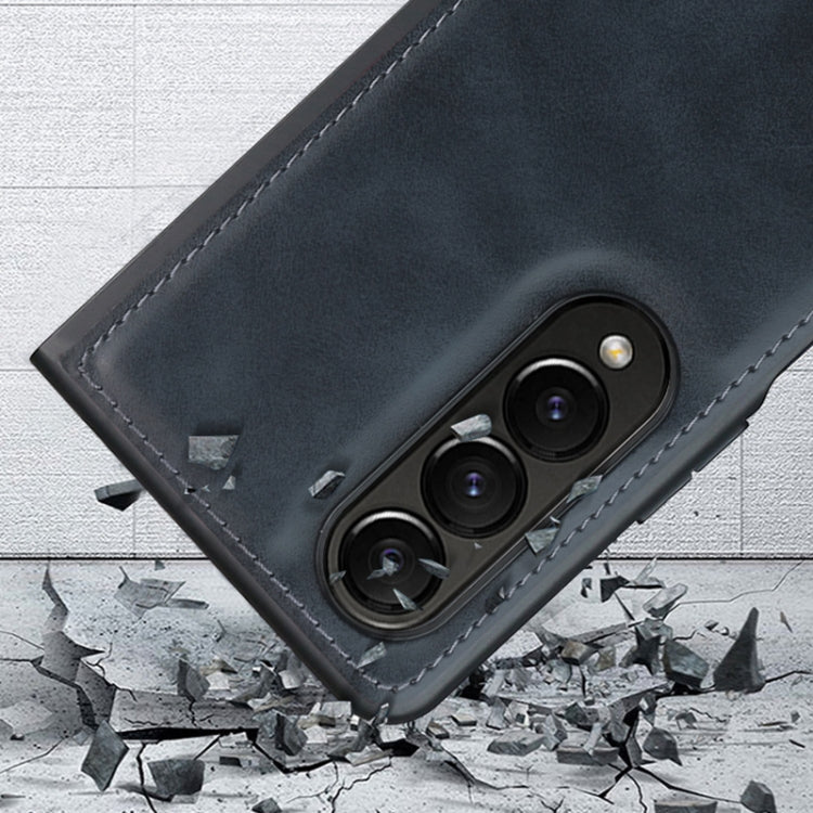 For Samsung Galaxy Z Fold4 VIETAO Plain Leather PU Phone Case(Black)