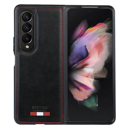 For Samsung Galaxy Z Fold3 5G VIETAO Plain Leather PU Phone Case(Black)