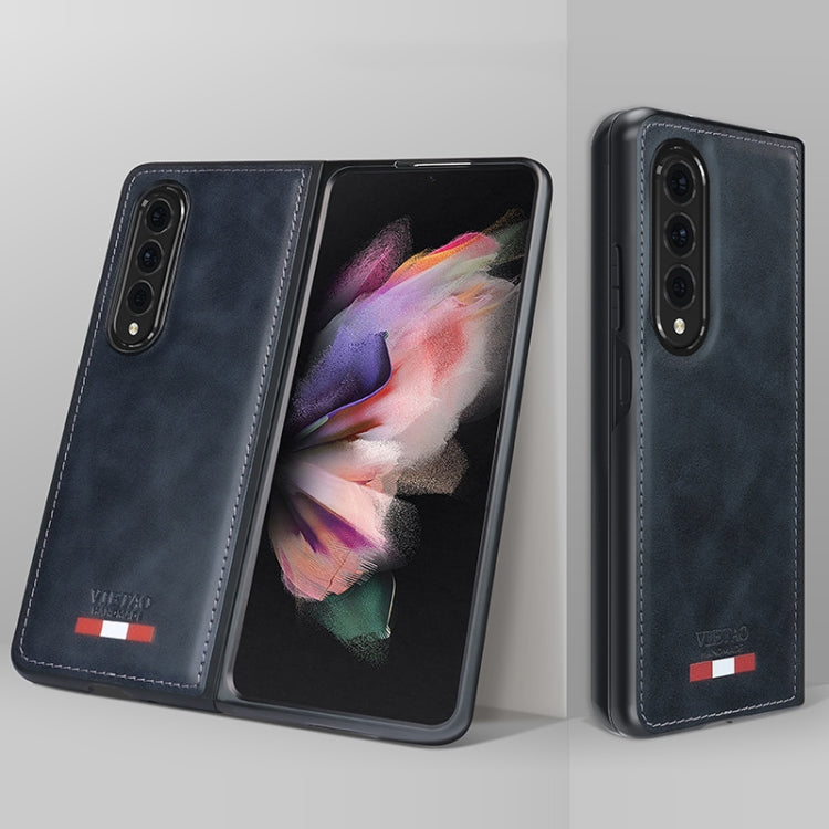 For Samsung Galaxy Z Fold3 5G VIETAO Plain Leather PU Phone Case(Black)