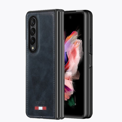 For Samsung Galaxy Z Fold3 5G VIETAO Plain Leather PU Phone Case(Black)