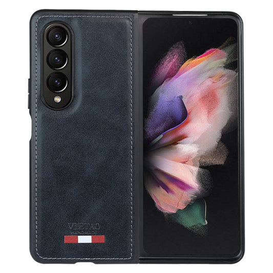 For Samsung Galaxy Z Fold3 5G VIETAO Plain Leather PU Phone Case(Blue)