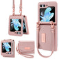 For Samsung Galaxy Z Flip5 VIETAO Portable Wallet Foldable PU Phone Case(Rose Gold)