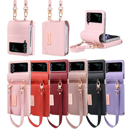 For Samsung Galaxy Z Flip4 VIETAO Portable Wallet Foldable PU Phone Case(Rose Gold)