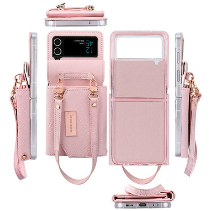 For Samsung Galaxy Z Flip4 VIETAO Portable Wallet Foldable PU Phone Case(Rose Gold)