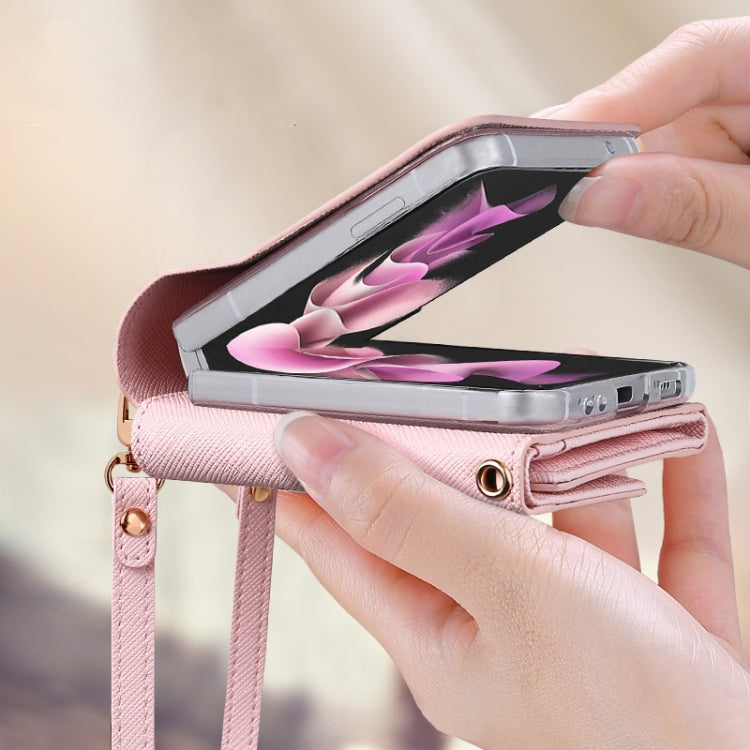 For Samsung Galaxy Z Flip4 VIETAO Portable Wallet Foldable PU Phone Case(Rose Gold)