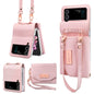 For Samsung Galaxy Z Flip3 5G VIETAO Portable Wallet Foldable PU Phone Case(Pink)