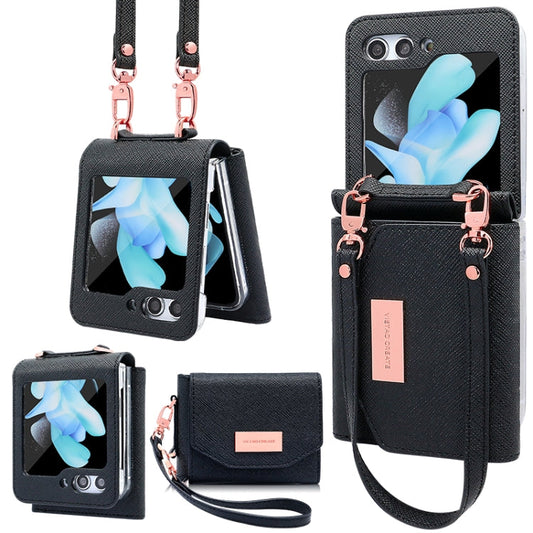 For Samsung Galaxy Z Flip6 / Flip7 FE VIETAO Portable Wallet Foldable PU Phone Case(Black)