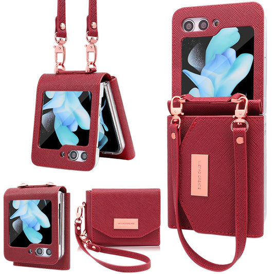 Pour Samsung Galaxy Z Flip6 / Flip7 FE Étui de téléphone pliable en PU avec portefeuille portable VIETAO (Rouge)