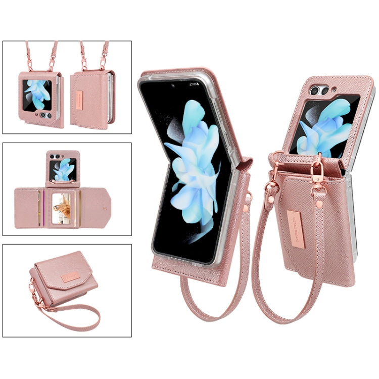 For Samsung Galaxy Z Flip6 / Flip7 FE VIETAO Portable Wallet Foldable PU Phone Case(Pink)